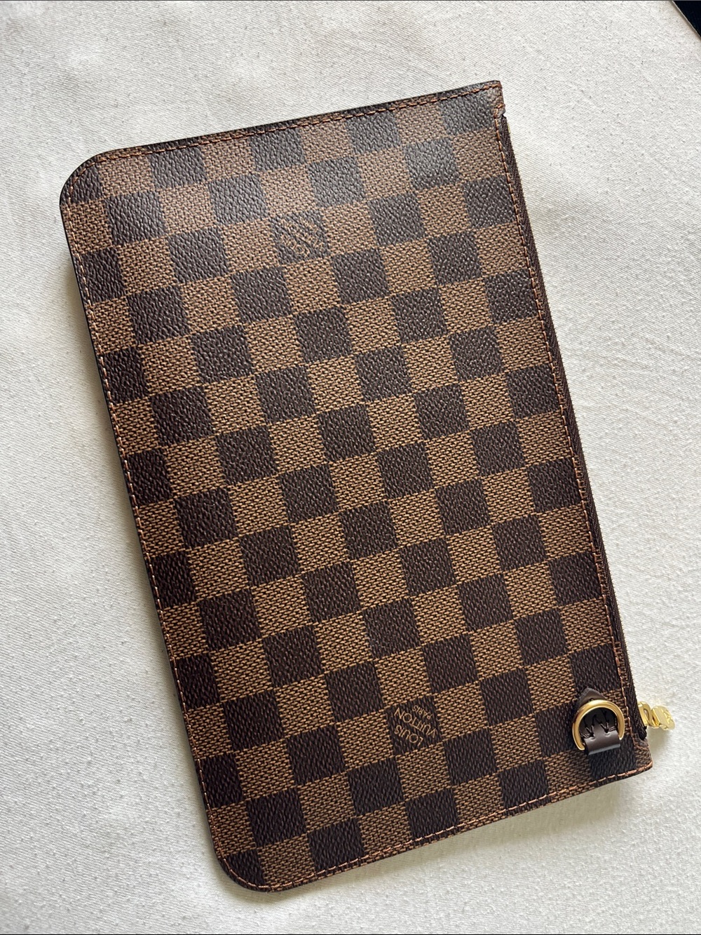 Louis Vuitton Brown Damier Pochette Clutch with Gold Zipper